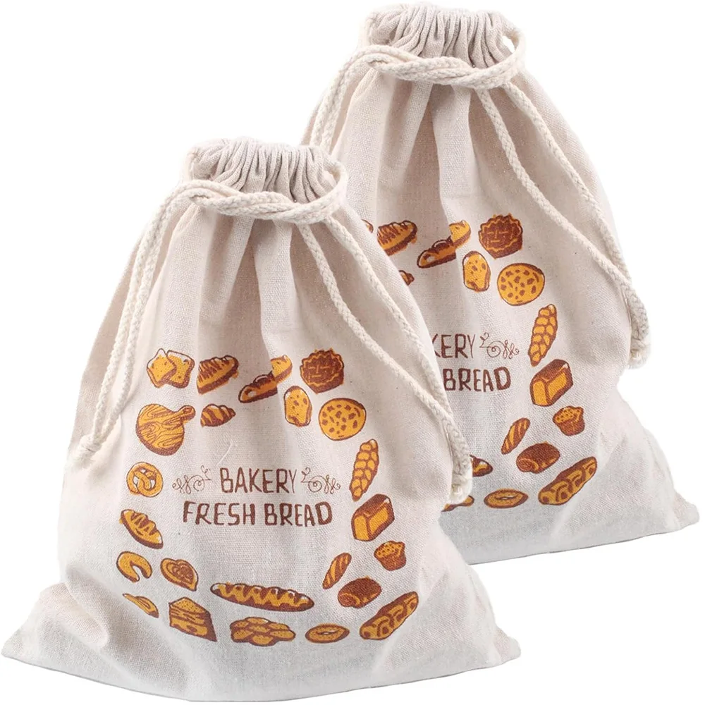 High Quality Reusable Durable Organic Linen Sourdough Homemade Bread Bags with Moisture-Proof Liner
