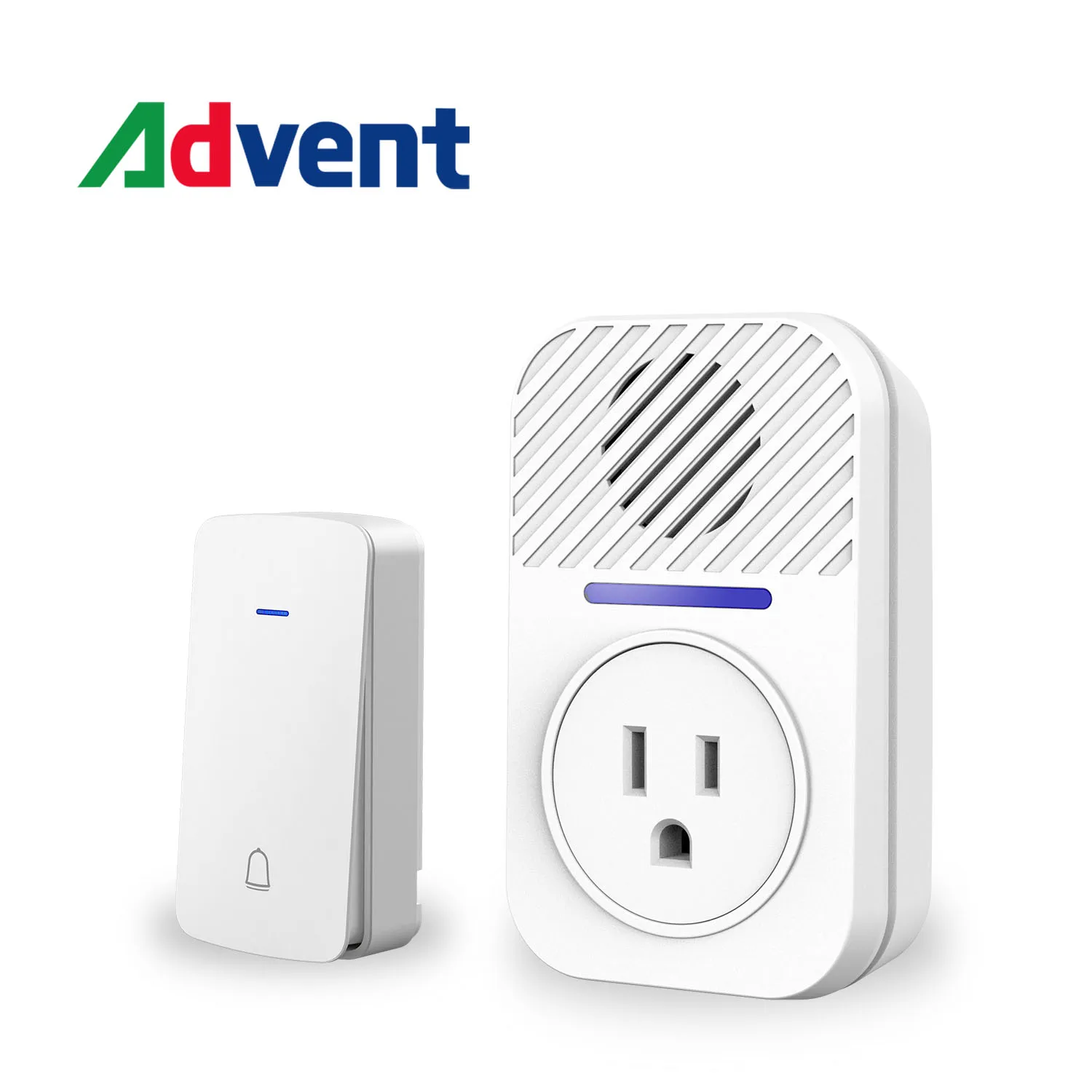 Wireless Plug Through Doorbell with Additional Socket with kinetic battery free bell push button no need battery