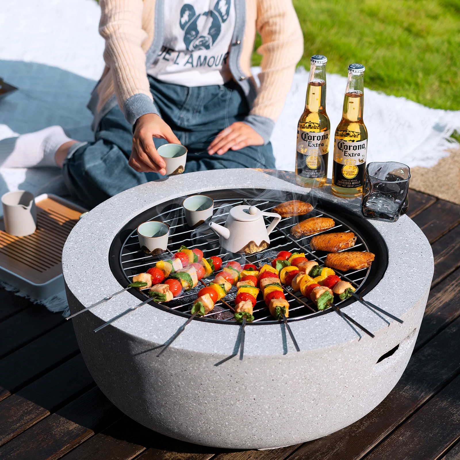 Stone Designs Outdoor Garden Magnesium Oxide Fire Pit