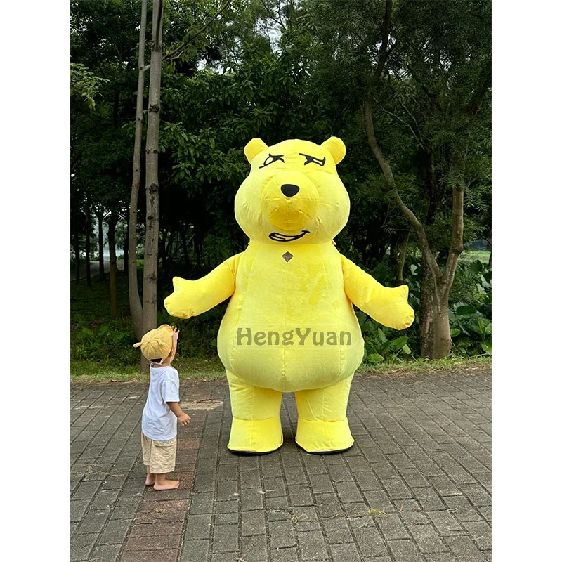 Hengyuan Hot Sale Unisex Inflatable Yellow Bear Mascot Clothing Lovely Inflatable Teddy Bear Walking Mascot Costumes Adult Dress