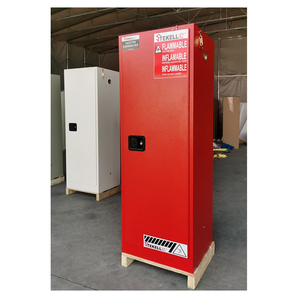 Stekellin 22Gallon One Manual or Self-close Door Two Shelves Fire Safe Red Combustible EN14470 Cabinet