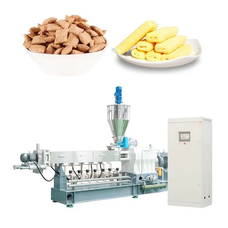 Stuffed cereal ingredients snack food extrusion production line machine extrusora bicolor extruder and multi-layer dryer