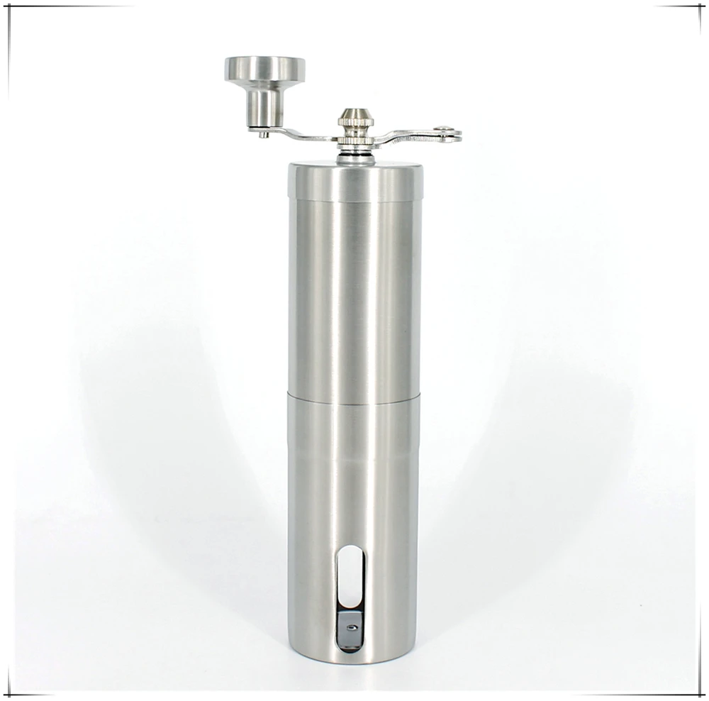 hand crank stainless steel manual coffee grinder with screw topside