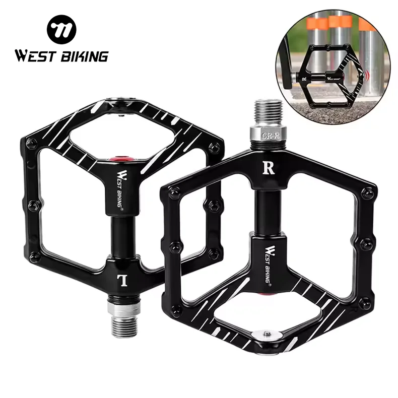 Магнитные велосипедные педали WEST BIKING на платформе из алюминиевого сплава большая площадь подшипники для дорожных и горных велосипедов