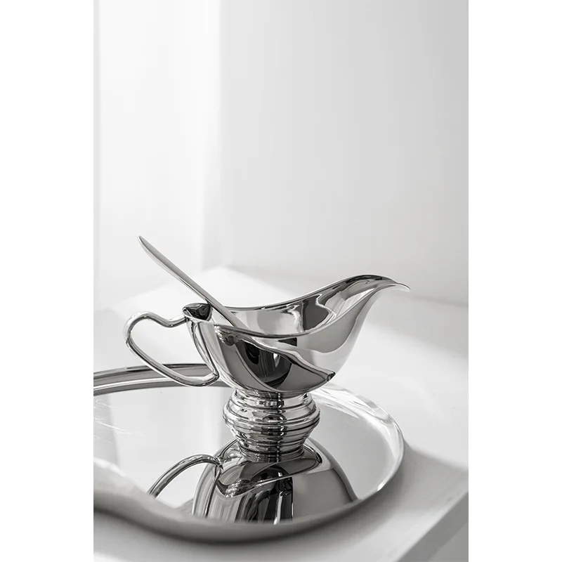 European Style Stainless Steel Sauce Boat Western Steak Juice Cup Teppanyaki Model Room Decorative Ornaments Gravy Boats