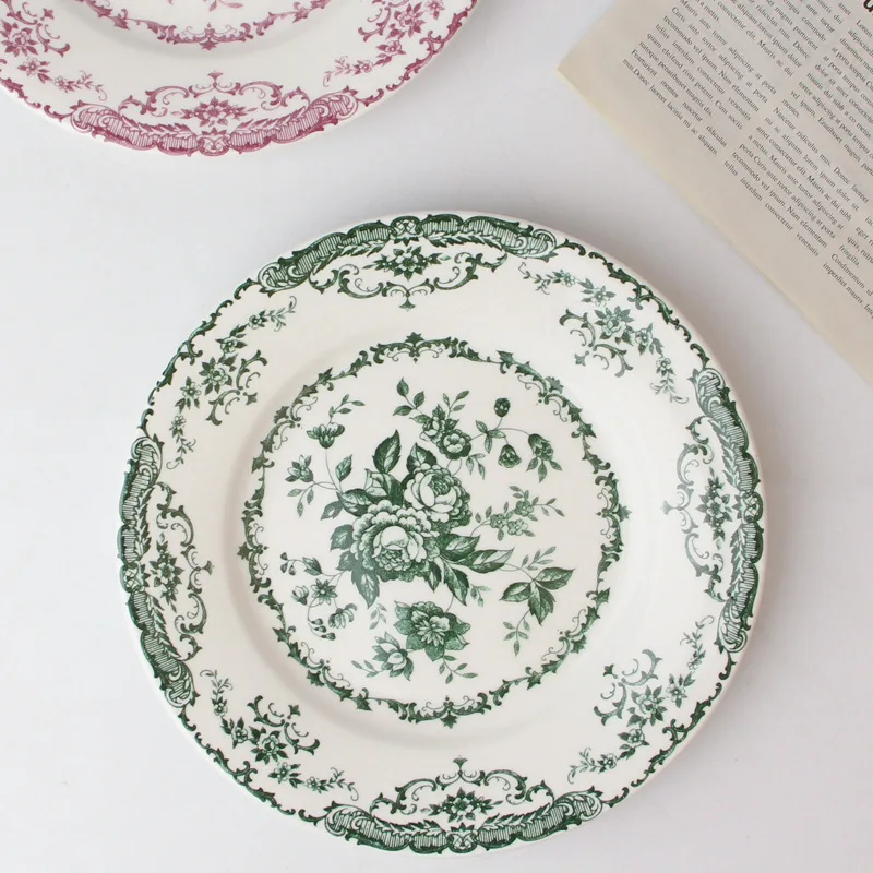 Nordic Style Ceramics Plates With Flower Pattern Porcelain Dinnerware Set For Decoration Ceramics Plate Gift Set
