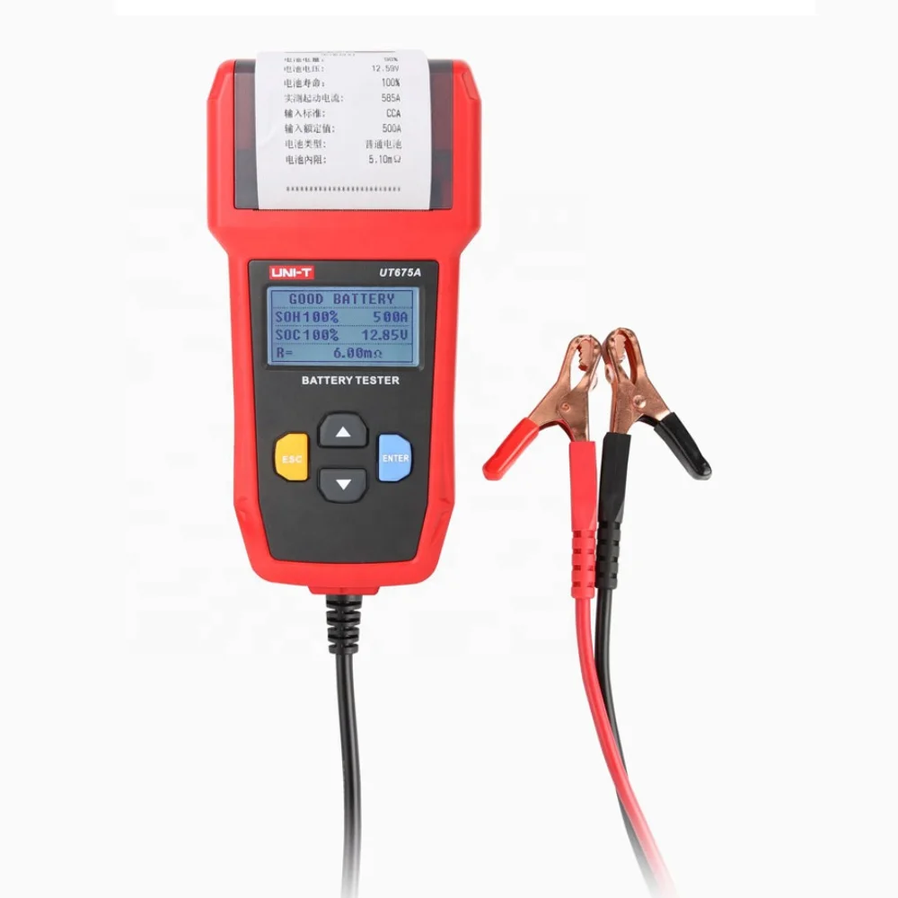 high quality 12V 24V digital car battery tester UT675A with online printer and USB
