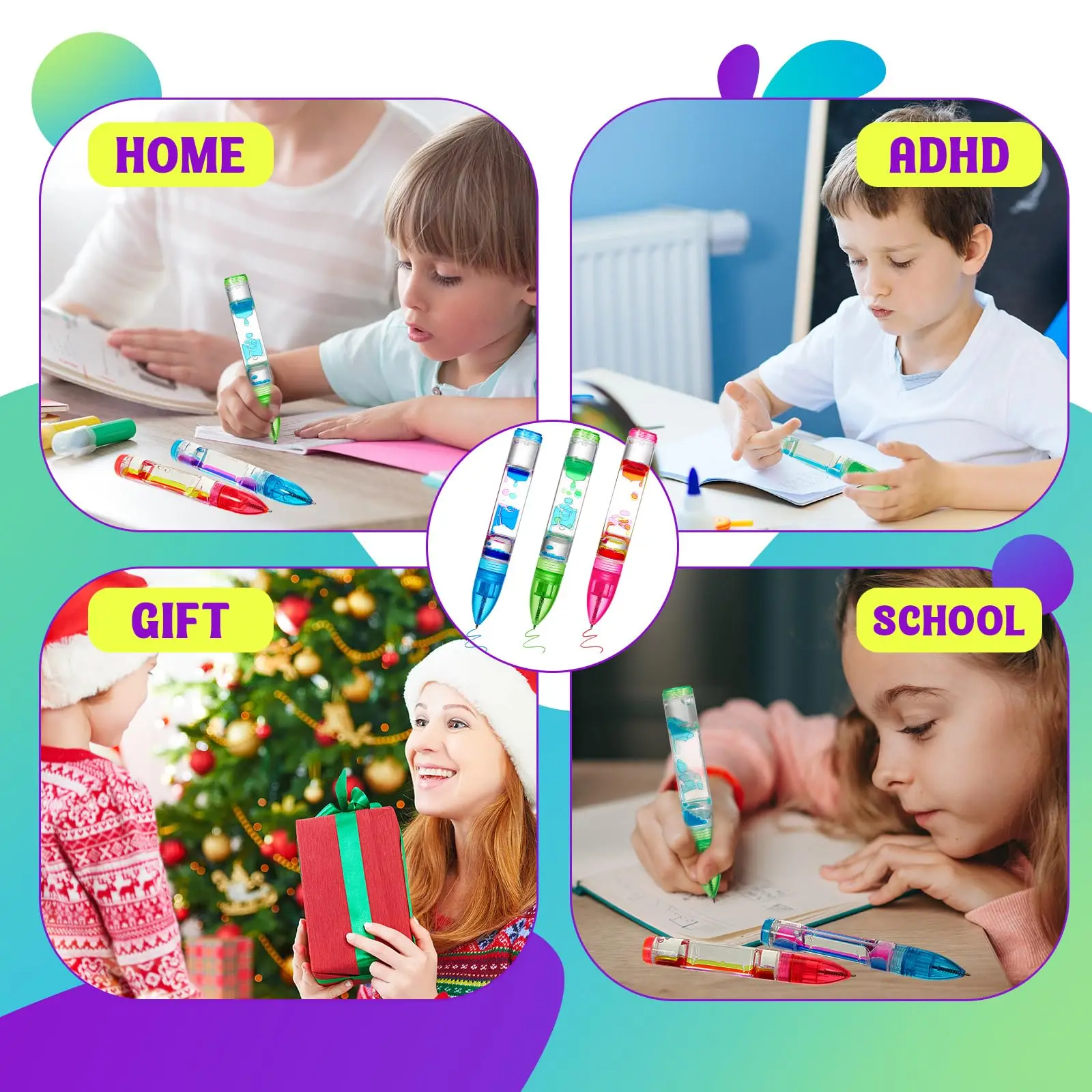 Trending Custom Liquid Motion Timer Pens For Kids Children Game Toy Gifts Colorful Oil Hourglass Pen Sensory Fidget Toys