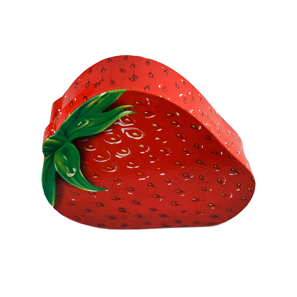 Fresh Strawberry Shape Glossy Film Coating Gift Box Graduation Wedding Keepsake Present Box