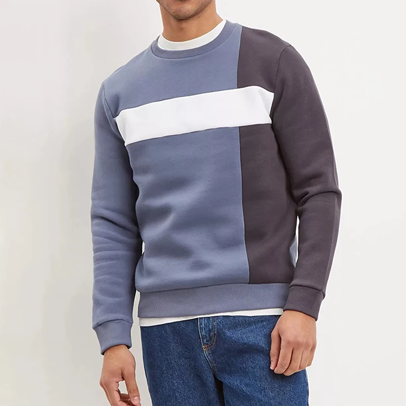 Spring Men Tracksuits Custom Men Clothing Hoodies New Sweatshirt Unique Design Tri Colour Block Sweatshirt