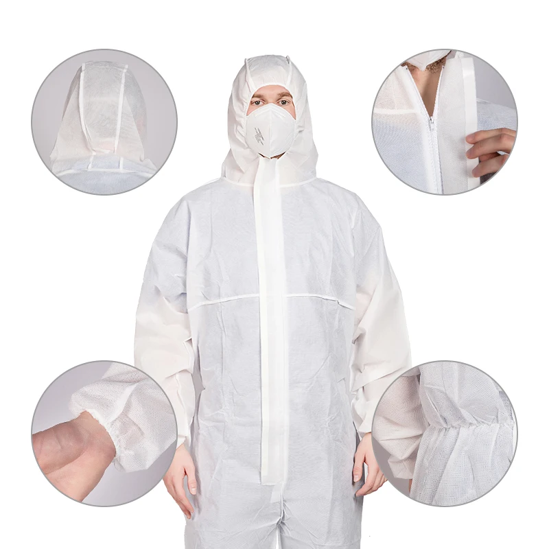 Water Proof Safety work suit protective clothing ppe nonwoven disposable sms coverall with bootcover