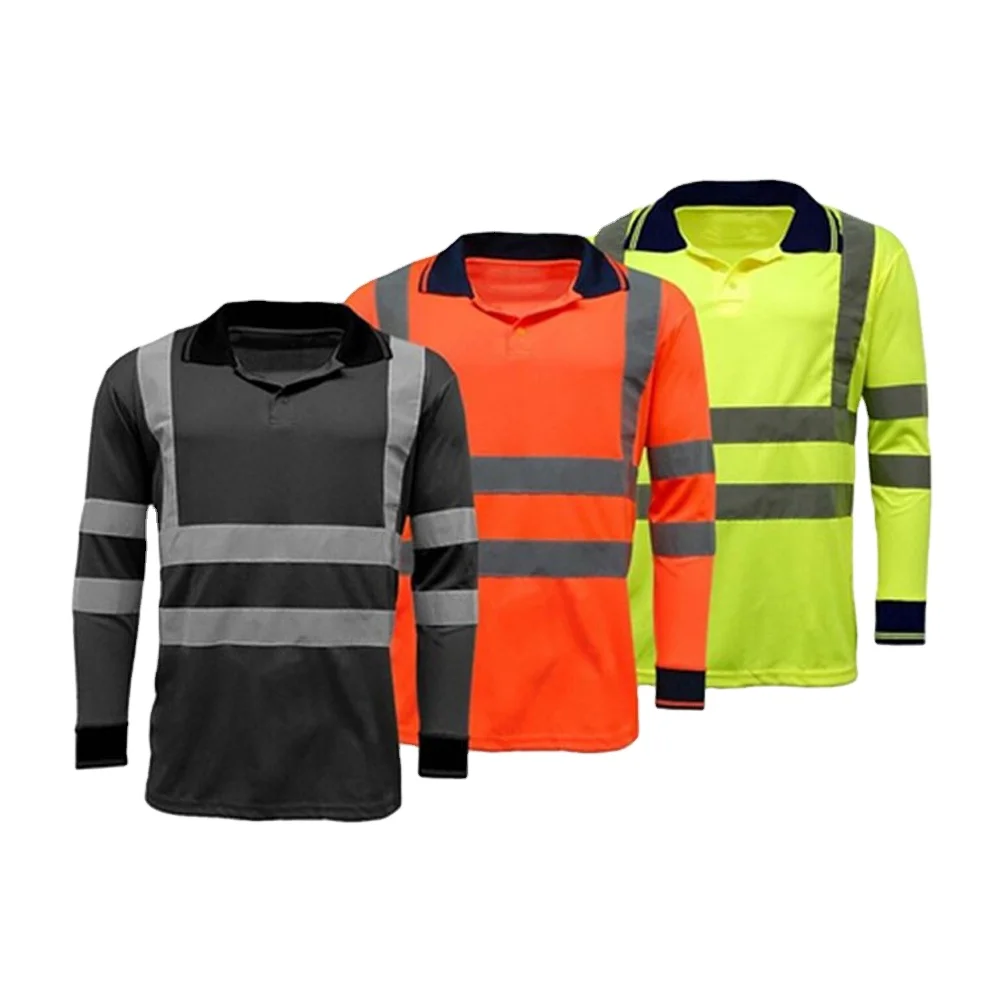 OEM service mutil colors unisex long sleeve hi vis safety reflective t shirt