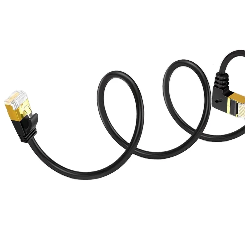 High quality Cat7 Ethernet Cable RJ45 Right Angle UTP Network Cable Patch Cord 90 Degree Bare Copper Flat CAT8 Network Cable