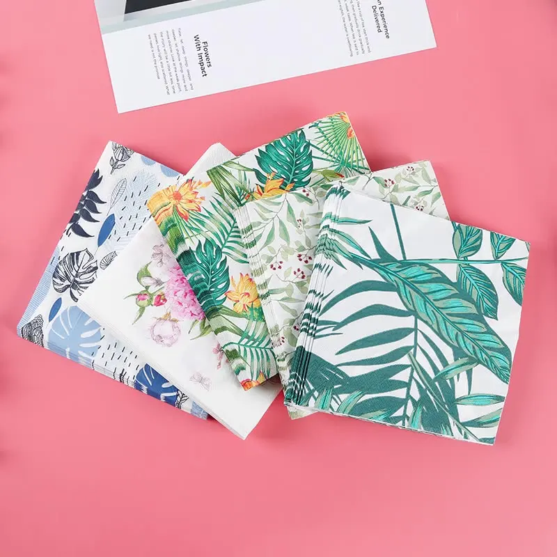 Custom Color Printed Folding Napkins Hotel Cafe Party Wedding Decoration Square Tissue Napkins