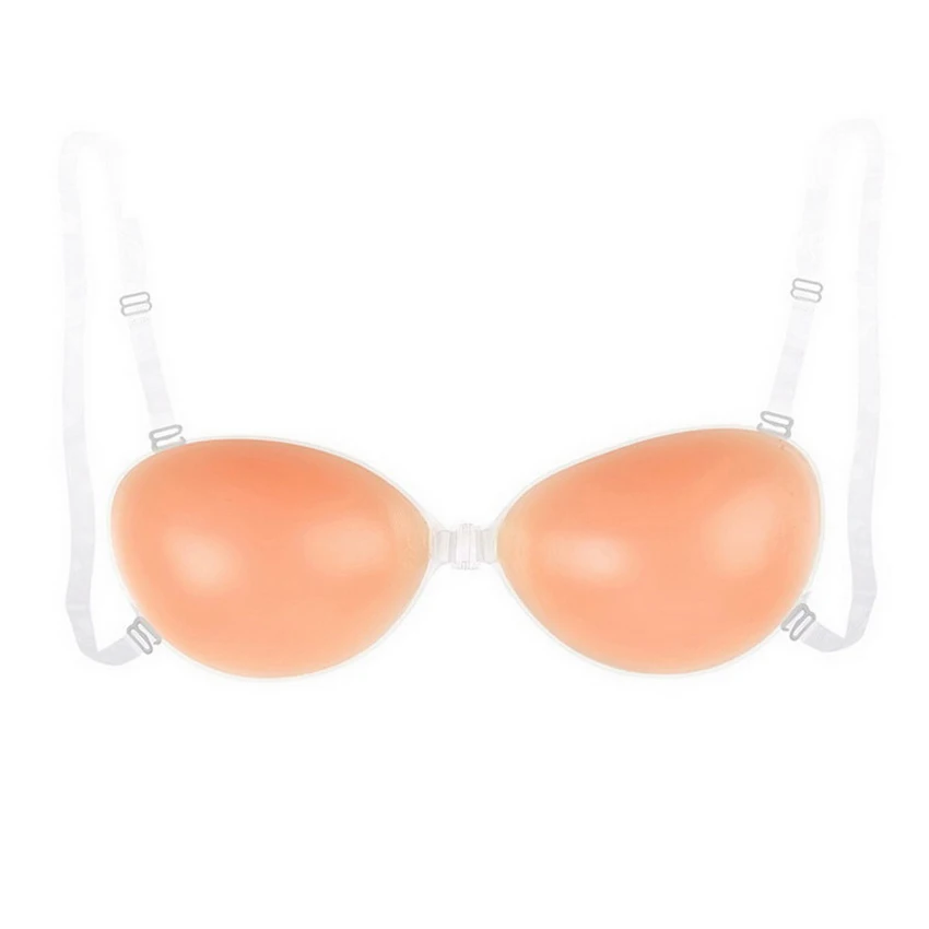 Women Sticky Lift Liquid Front Buckle Strapless Adhesive Push Up Silicone Invisible Backless Bra With Straps