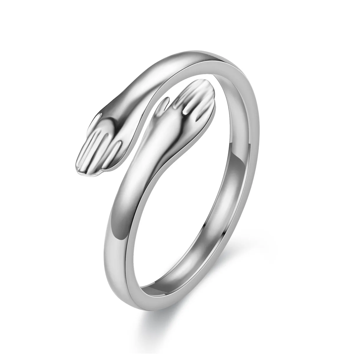 China Wholesale Custom Cheap Low Price Gold Plated Stainless Steel Hug Rings