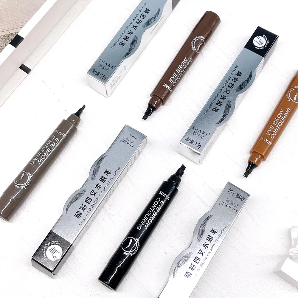 Four-head Simulation Native Water Vegan Eyebrow Pencil 3D Long Lasting Ultra-fine Liquid Eyebrow Pencil