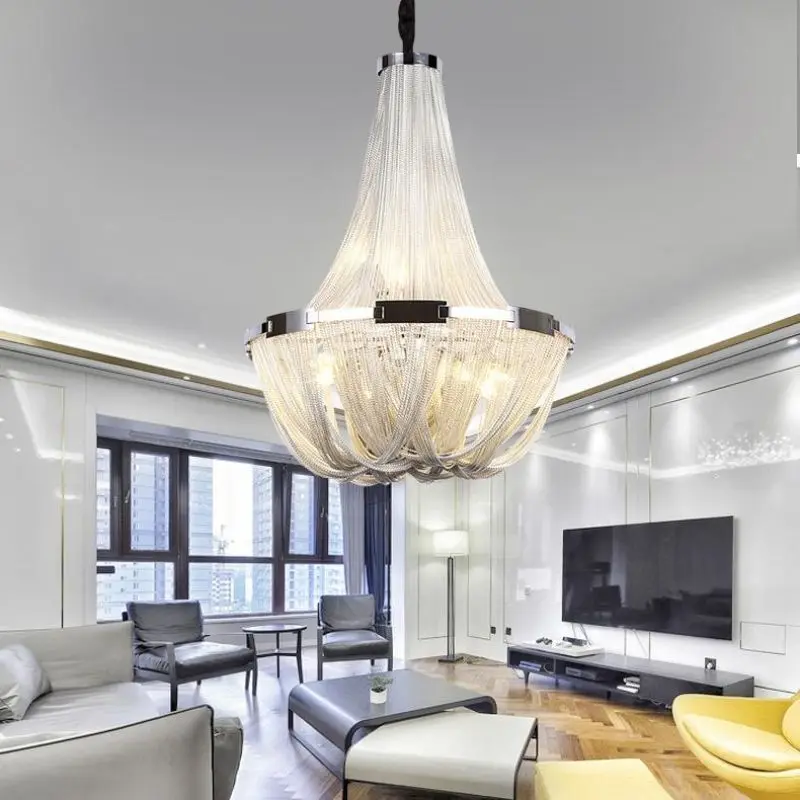 Modern Tassel Chain Dining Living Room Hotel Cord Pendant Chandelier