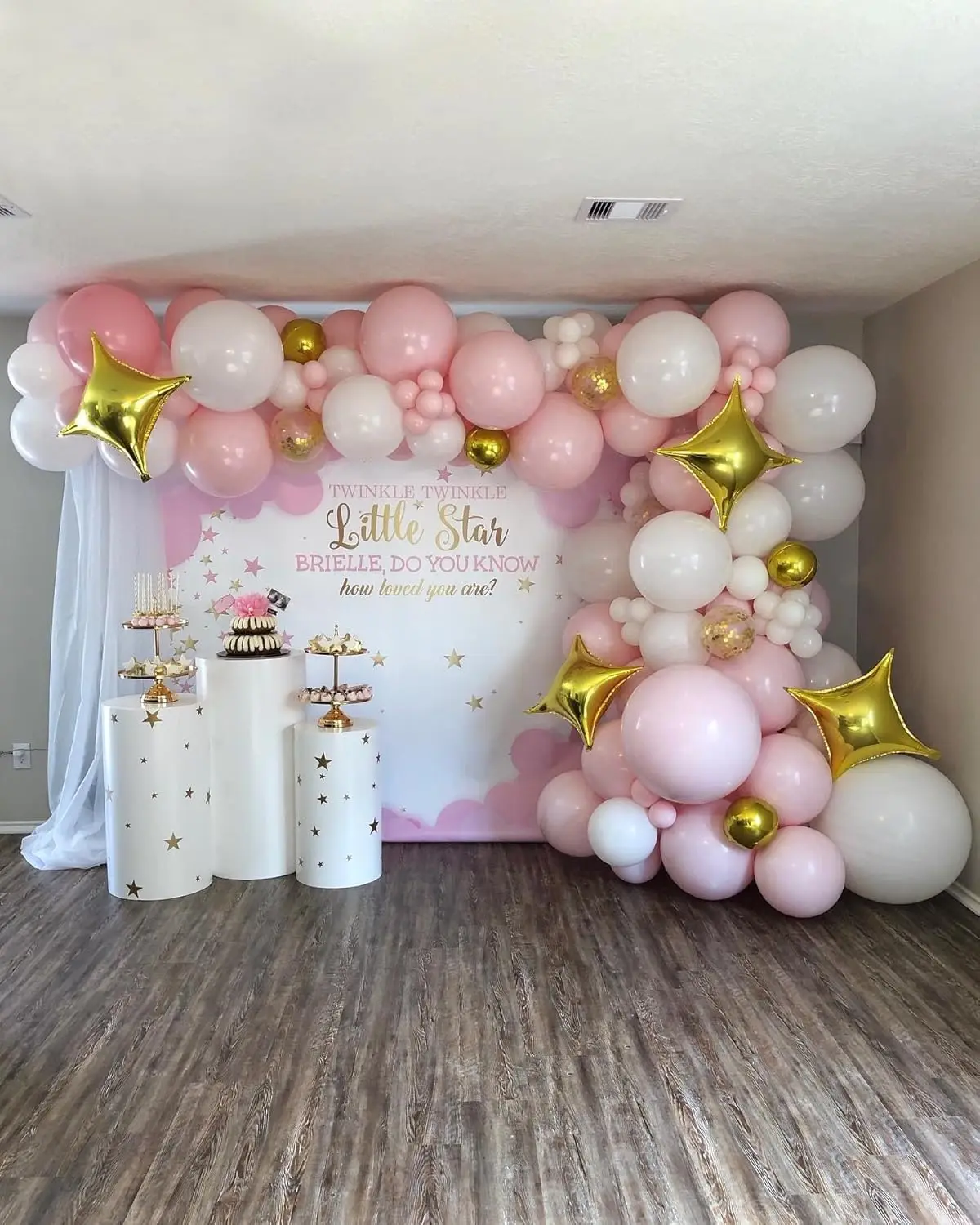 Pink and White Balloon garland Arch Kit 121PCS Pastel Pink White Gold Confetti Balloons for Girls Birthday Decorations