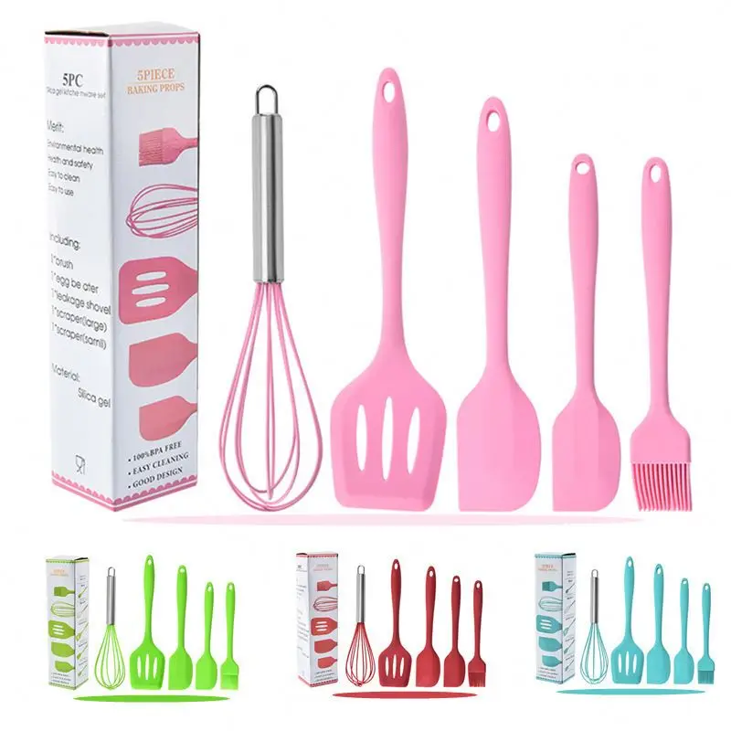 5pcs Silicone Kitchen Utensils Kitchen Cookware Sets Silicone Spatula Shovel Whisk Kitchen Cooking Tools