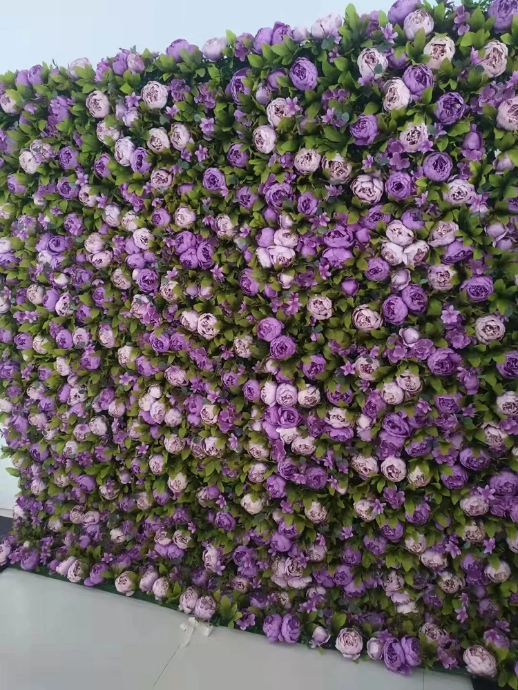 Y019 Wholesale Wedding Decorative Silk Fake Floral Wall Panel Roll up Flower Backdrop Artificial Peony for Sale