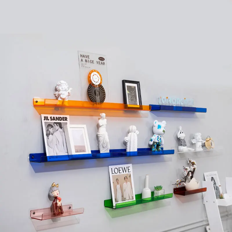 Factory Custom Size Style Color Acrylic Wall Shelf Transparent Perspex Wall Mounted Shelves for Storage and Display