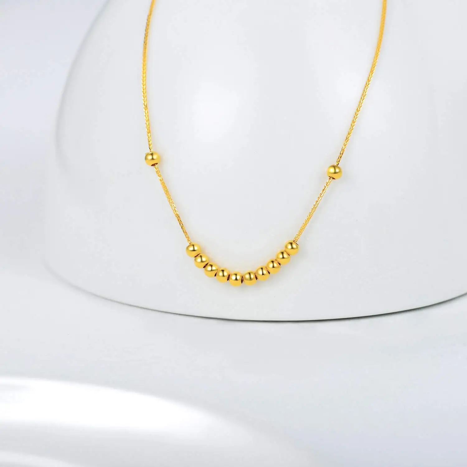 Wholesale Products Ladies Pure Gold Beaded Necklace Real Gold Jewelry 18k with Certificate