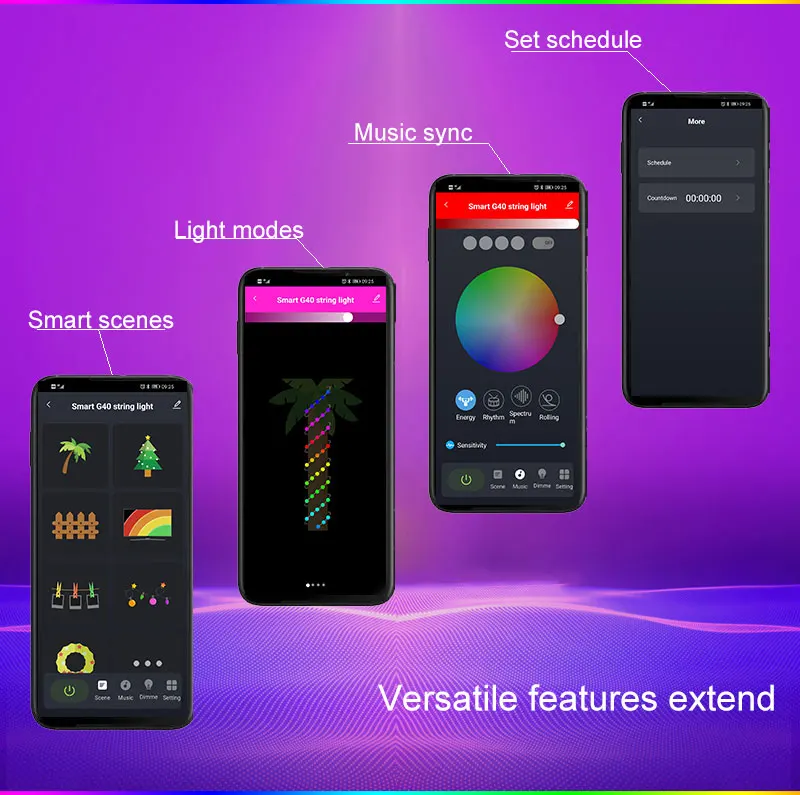 Hot sale LED decoration light indoor Christmas lights G40 smart string lights weatherproof