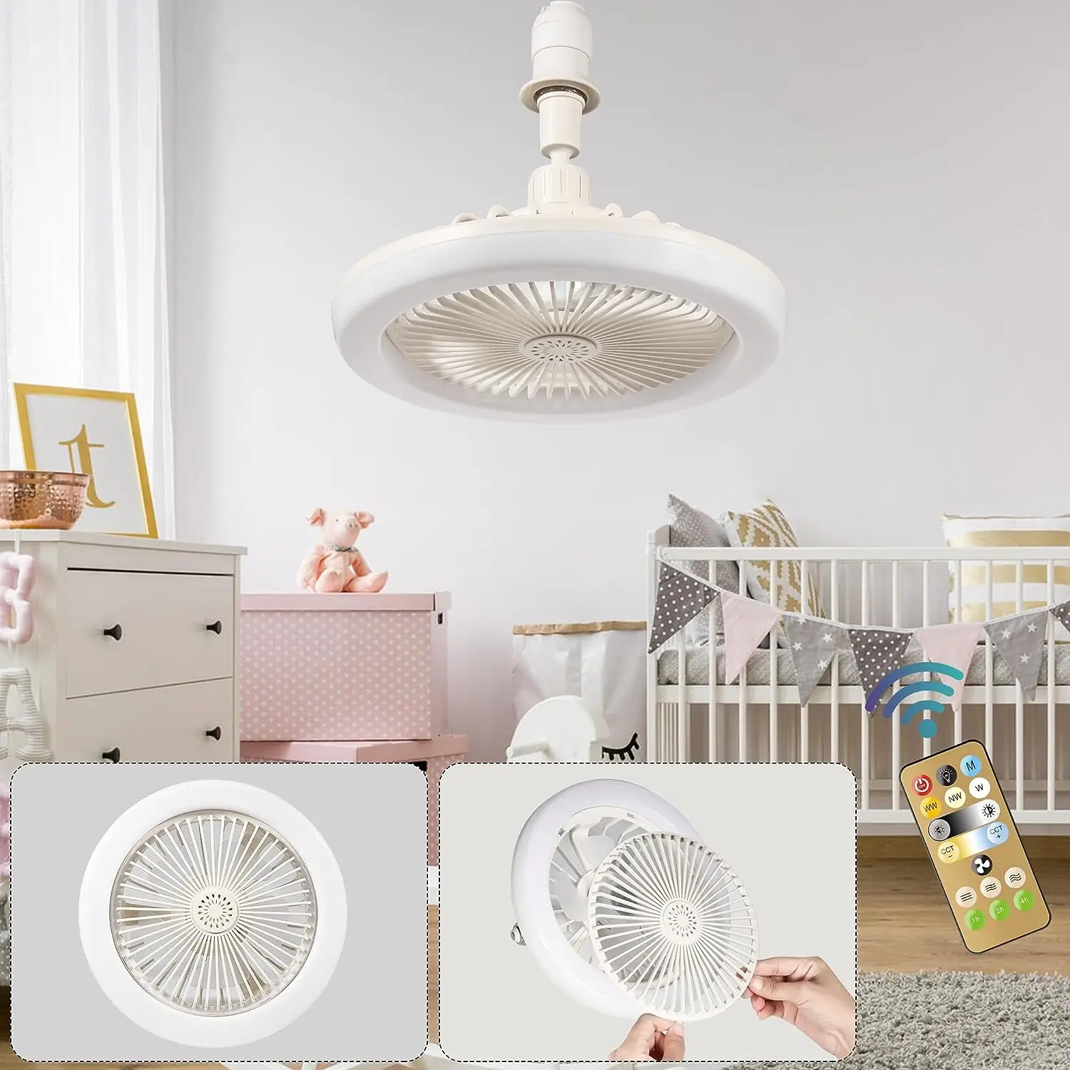 Enclosed Ceiling Fan with Light and Remote Small  Bladeless Ceiling Fans