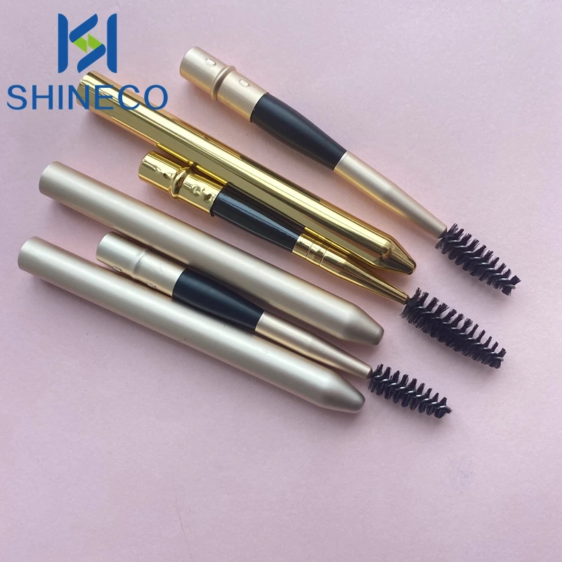 SHINECO private label new reusable Disposable Mascara Wands metal cap silver rose gold Eyelash Extension lash brush