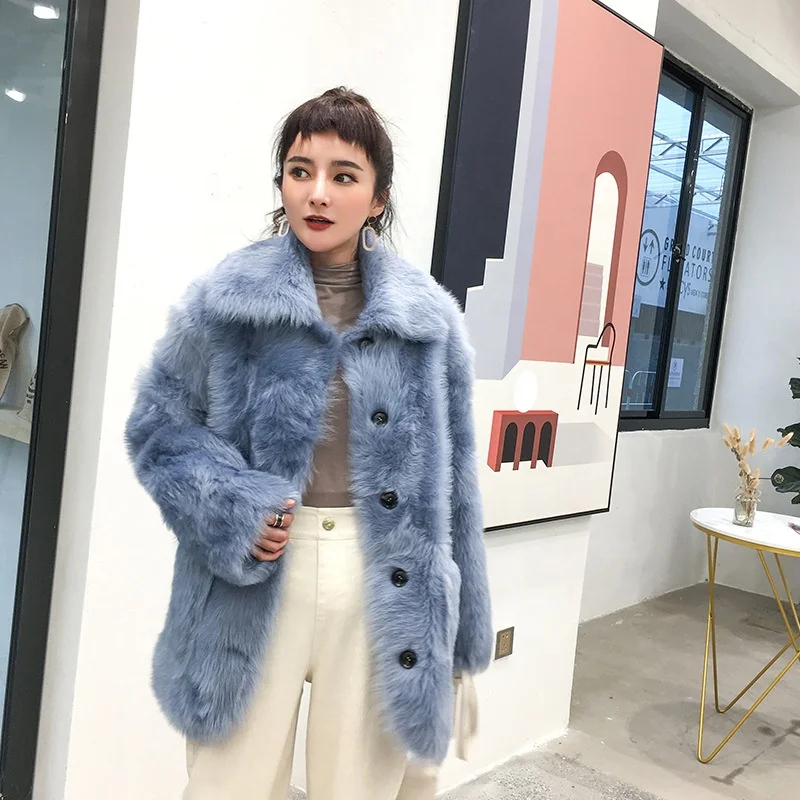 New Design Women Winter Thick Warm Long Sheepskin Shearling Coat Double Face Shearling Leather Coat For Ladies