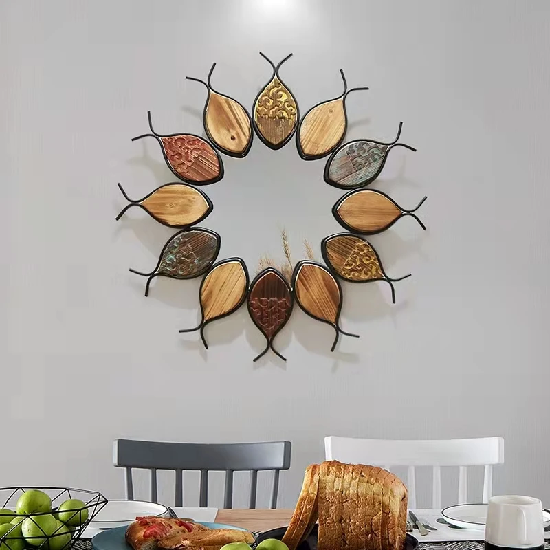 Living Room Background Wall Decorative Fish Shape Hanging Art Entrance Wall Mirrors