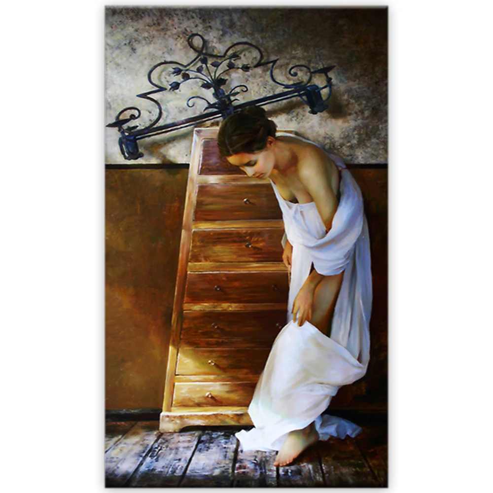 Brand new decoration home modern art oil painting of nude chinese girl