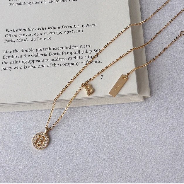 VIANRLA mini initial necklace 925 sterling silver initial letter pendant necklace gold initial necklace