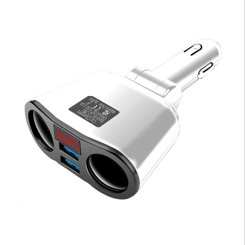 Display Auto-ID Aluminum Alloy Case Metal Dual Port Smart USB Car Charger
