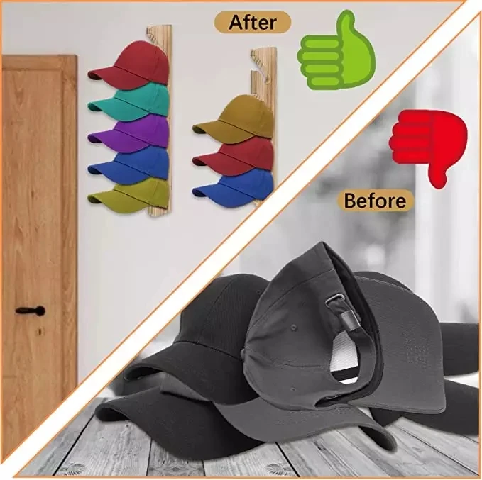 Wooden Hat Racks for Baseball hat for WallMount Baseball hat Organizer Hanger Closet Door Bedroom Entryroom Laundry