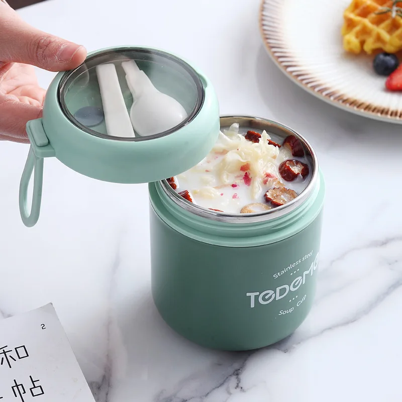 Thermos For Hot Food Container  304 Stainless Steel Office Worker Food Cans Insulated Lunch  Bento box With Spoon