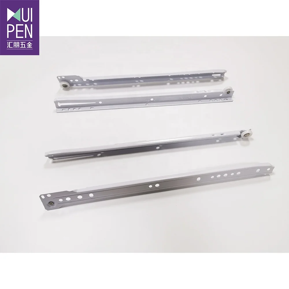 factory price paint coat drawer slides telescopic thickness 0.85mm 1.0mm 1.2mm  drawer runner FGV type with white POM wheel