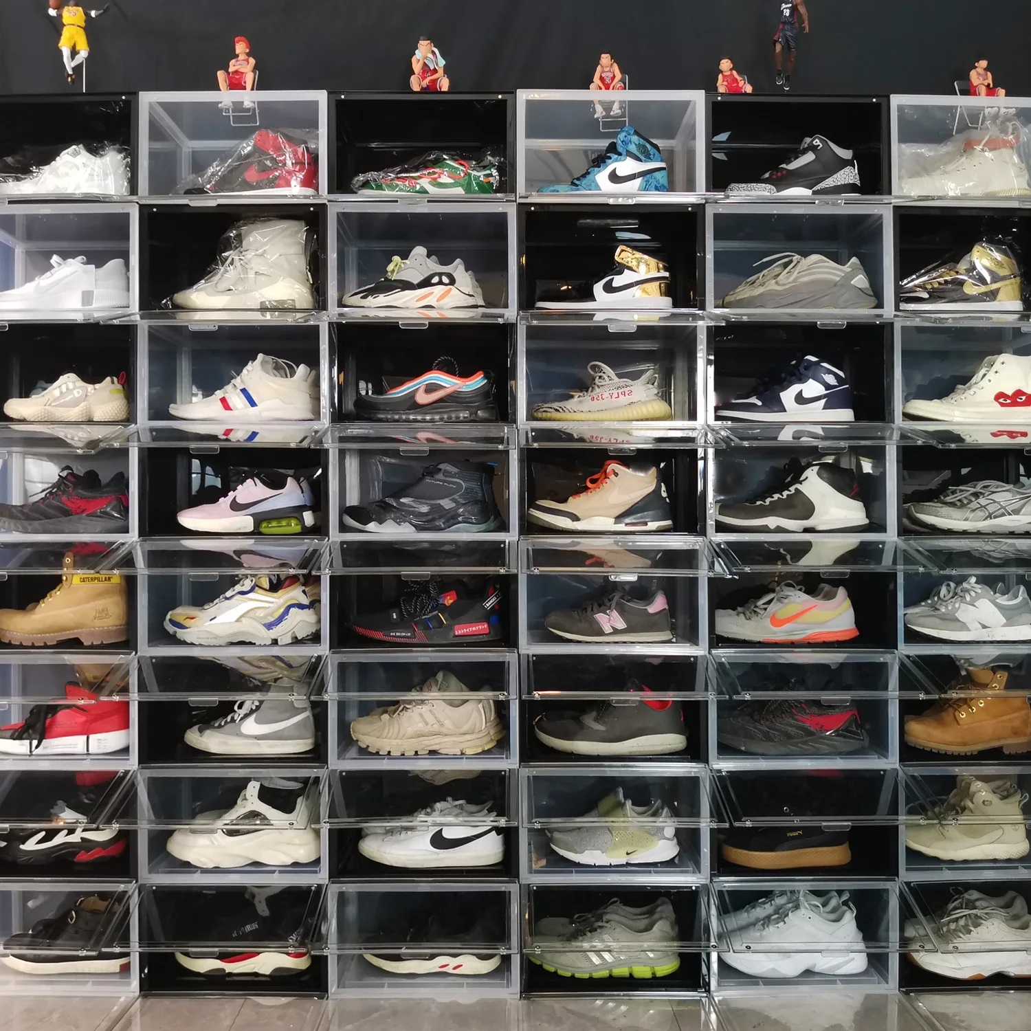 
New double ventholes design plastic transparent shoe box stackable for wholesale 