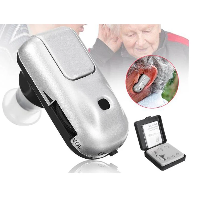 Clear Micro Plus Sound Amplifier Hearing Aid Assistance Adjustable Tone Battery Mini Volume Adjustable In Ear Aids for Old Deaf