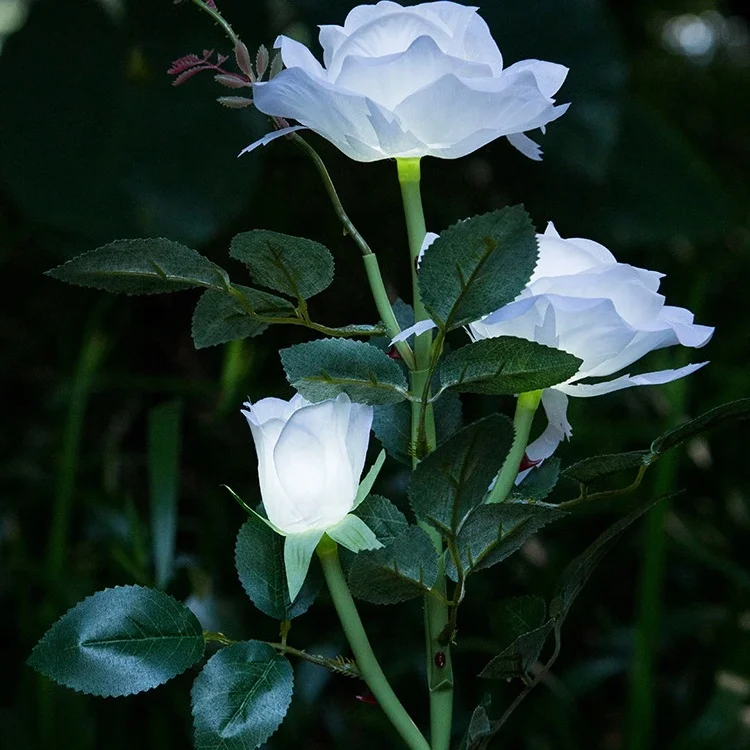 Outdoor Romantic Artificial Silk Rose Led Flower