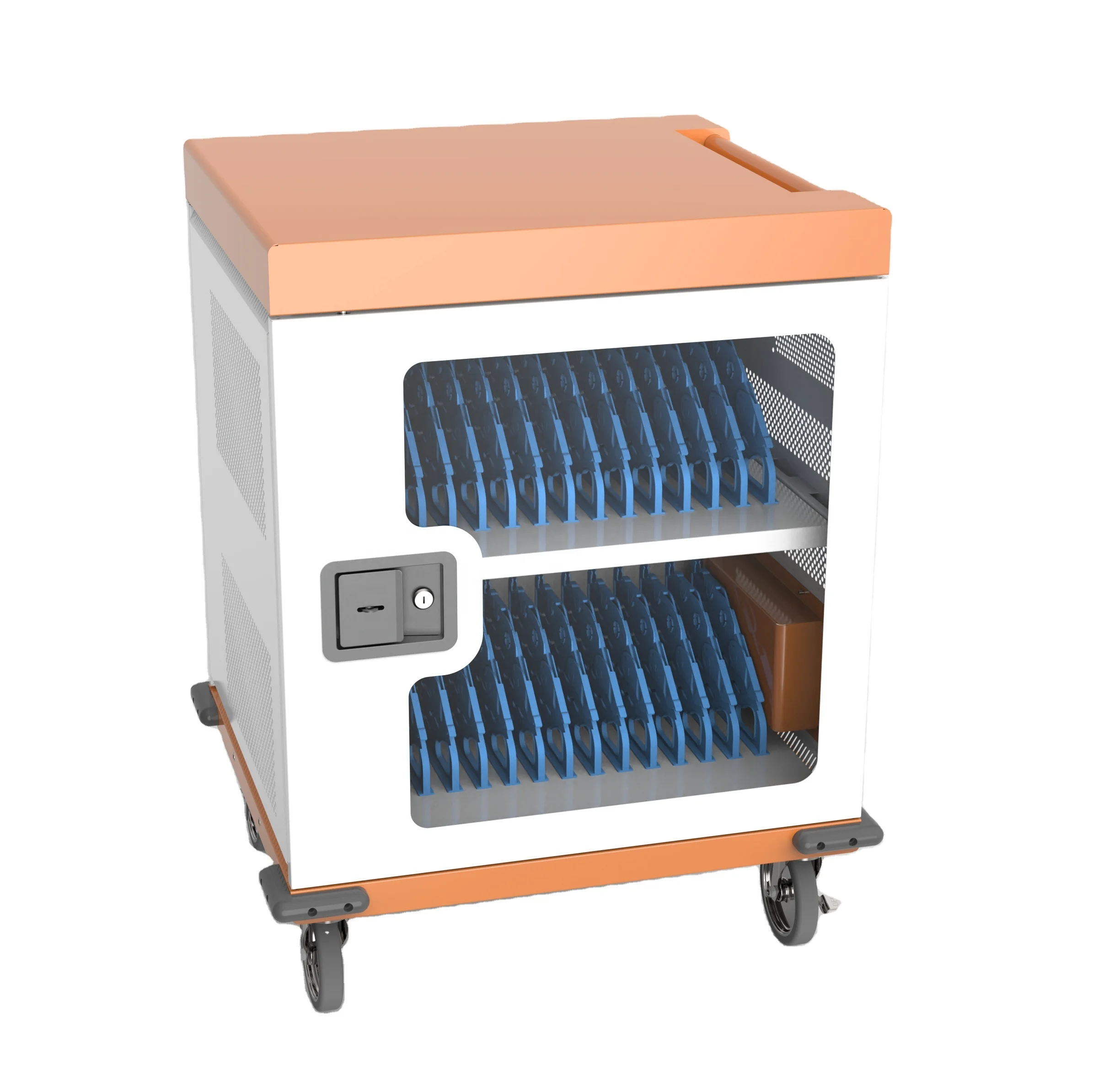 mobile Steel Smart Door Locker Charging Cart 32 Ports Tablet Charging Station Cabinet