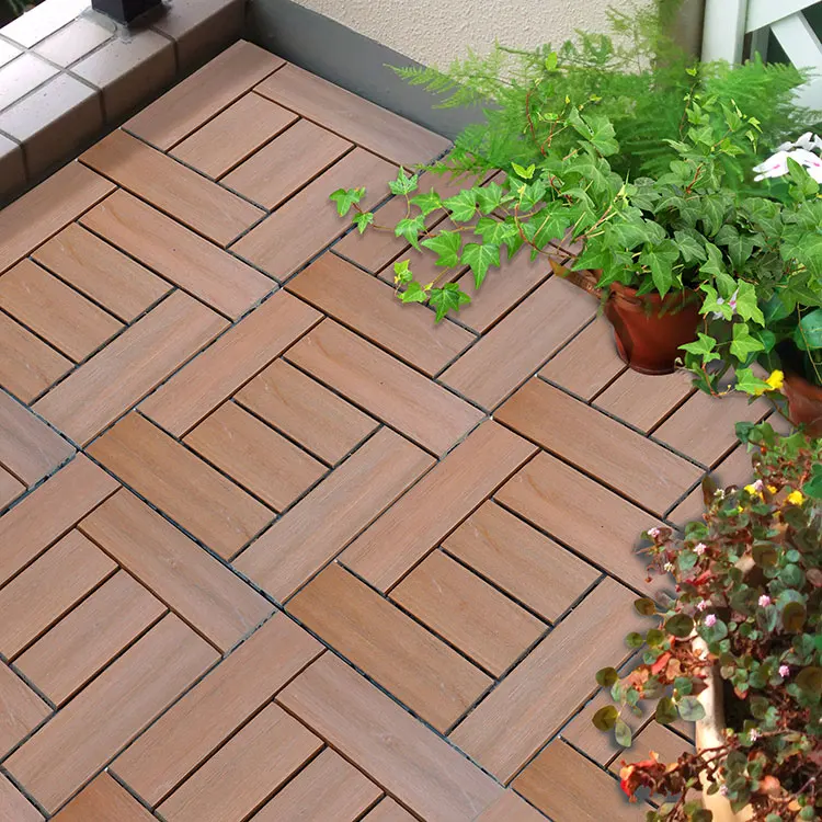 New design  300*300MM Co-extrusion extruded wood plastic composite  easy installation deepembossing wpc decking tile