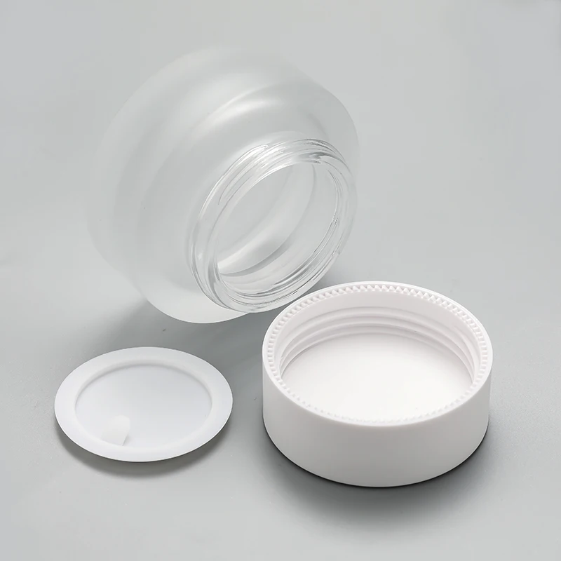 Various Custom Cosmetic Cream Glass Jar 20ml 30ml 50ml Matte Frosted White Lotion Cosmetic Glass Bottle Cream Jar