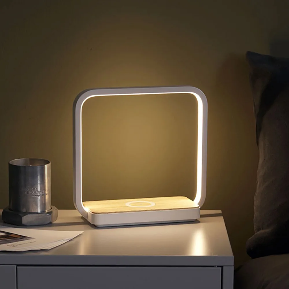 
Elegant Design A13S Bedside LED Night Lamp Touch Dimming Table Lamp With Wireless Charger 