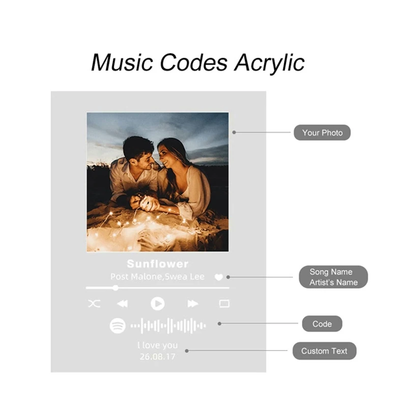 UV Printing Transparent Acrylic Music Sign Custom Design Printed Acrylic Music plaque Board