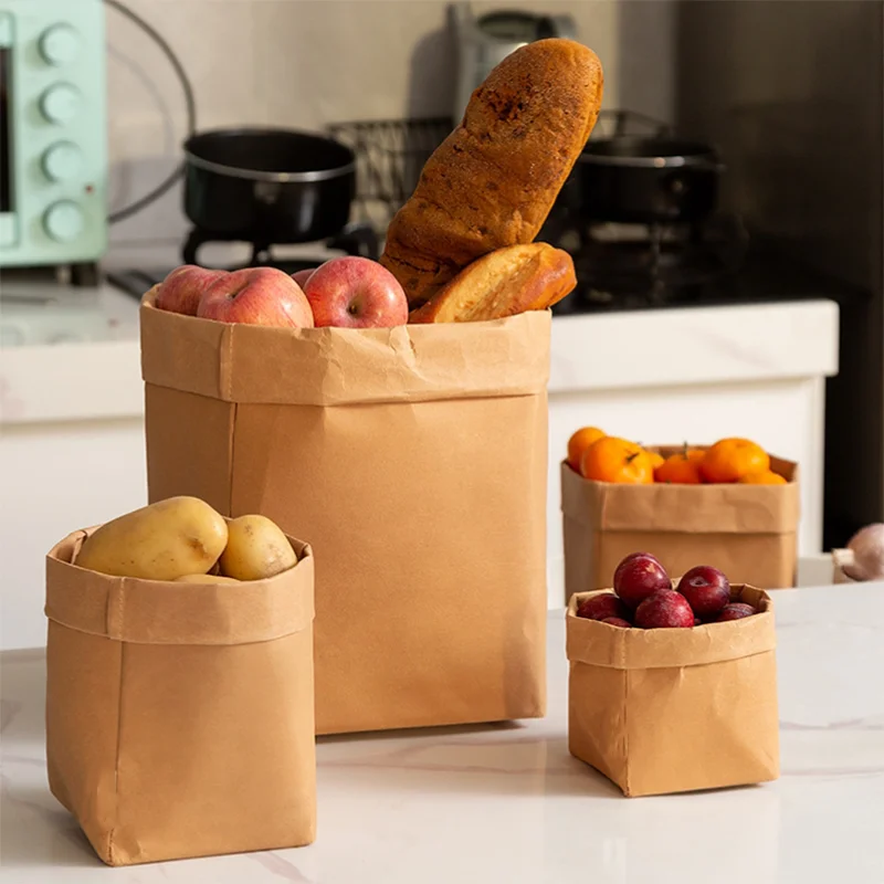 custom paper storage bags with logo washable kraft paper bag groceries bag