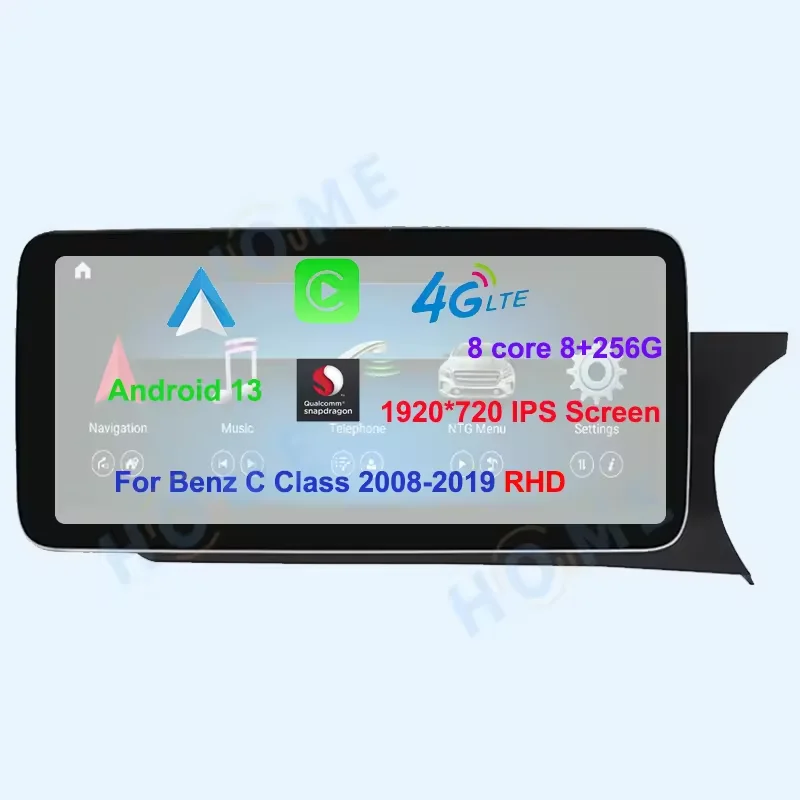 Автомобильный аудиоплеер с ЖК-дисплеем Android 13 для Mercedes Benz C/V класса W204 W205 GLC X253 RHD Bluetooth Carplay GPS навигация