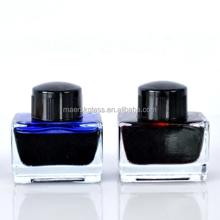Wholesale 15ml 30ml Empty Transparent Rectangular Glass Inkwell 1oz Square Fountain Pen Ink Bottle