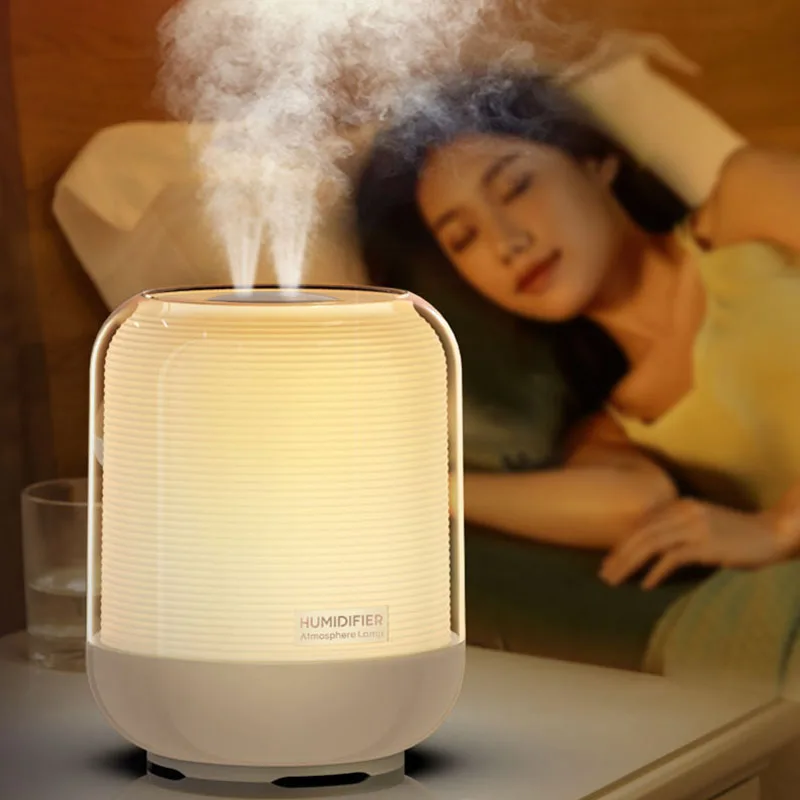 3L Water Top Filling Cool Mist Maker Dual Fog Output Humificador Home Tabletop Moon Light Lamp Air Humidifier